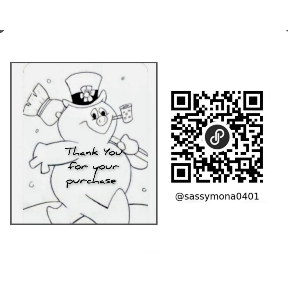 QR Stickers Thank You Winter Snowman Custom Closet QR Stickers 50pc Hand Crafted